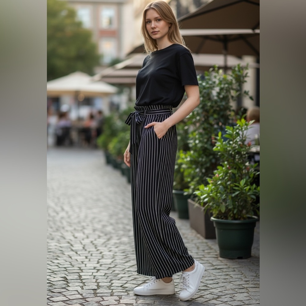 Who What Wear B/W Striped Pants
